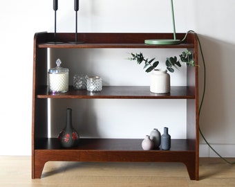 Handmade Wooden Bookshelf | Dark Brown Plywood Cabinet | Retro / Boho Wooden Shelf |  Living Room Decor