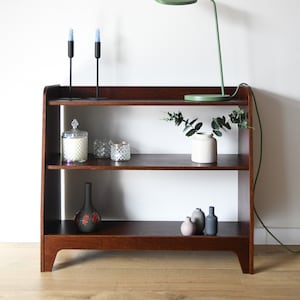 Handmade Wooden Bookshelf | Dark Brown Plywood Cabinet | Retro / Boho Wooden Shelf |  Living Room Decor