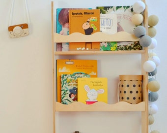 Bibliothèque murale peu profonde suspendue Montessori pour enfants, étagère à livres en libre-service