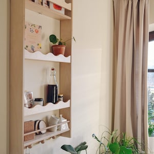 Plywood Wall Shelf: Cookbook Recipe Storage, Coffee Bar