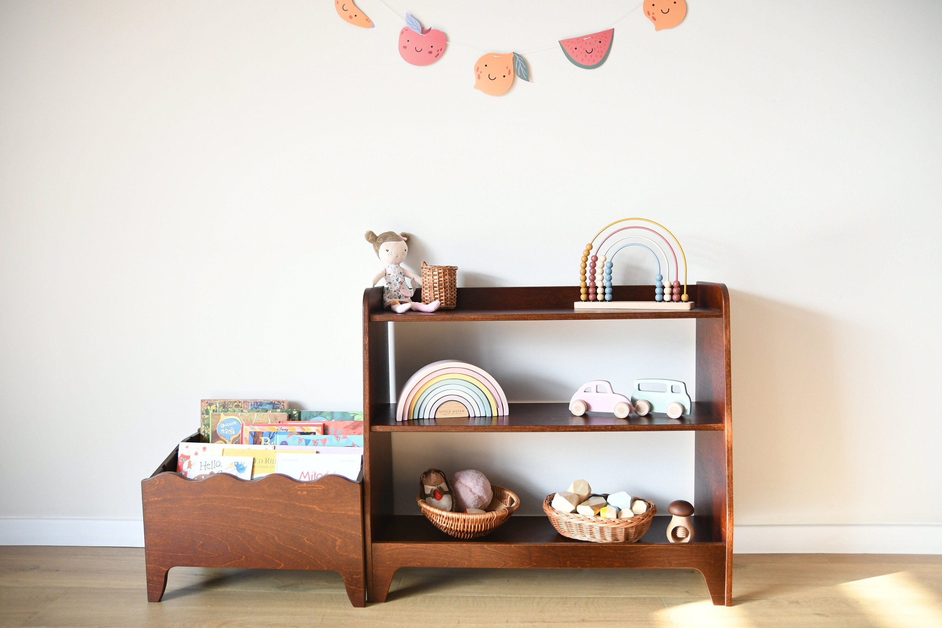 A Montessori Toddler Toy Shelf, Kids Display Shelf, Toys Storage