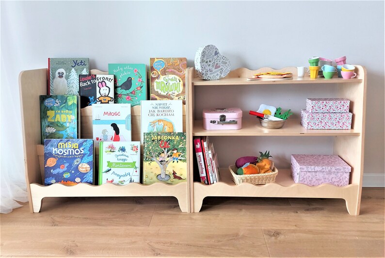 Montessori Bookcase Kids Shelving Unit Montessori Bookshelf Etsy
