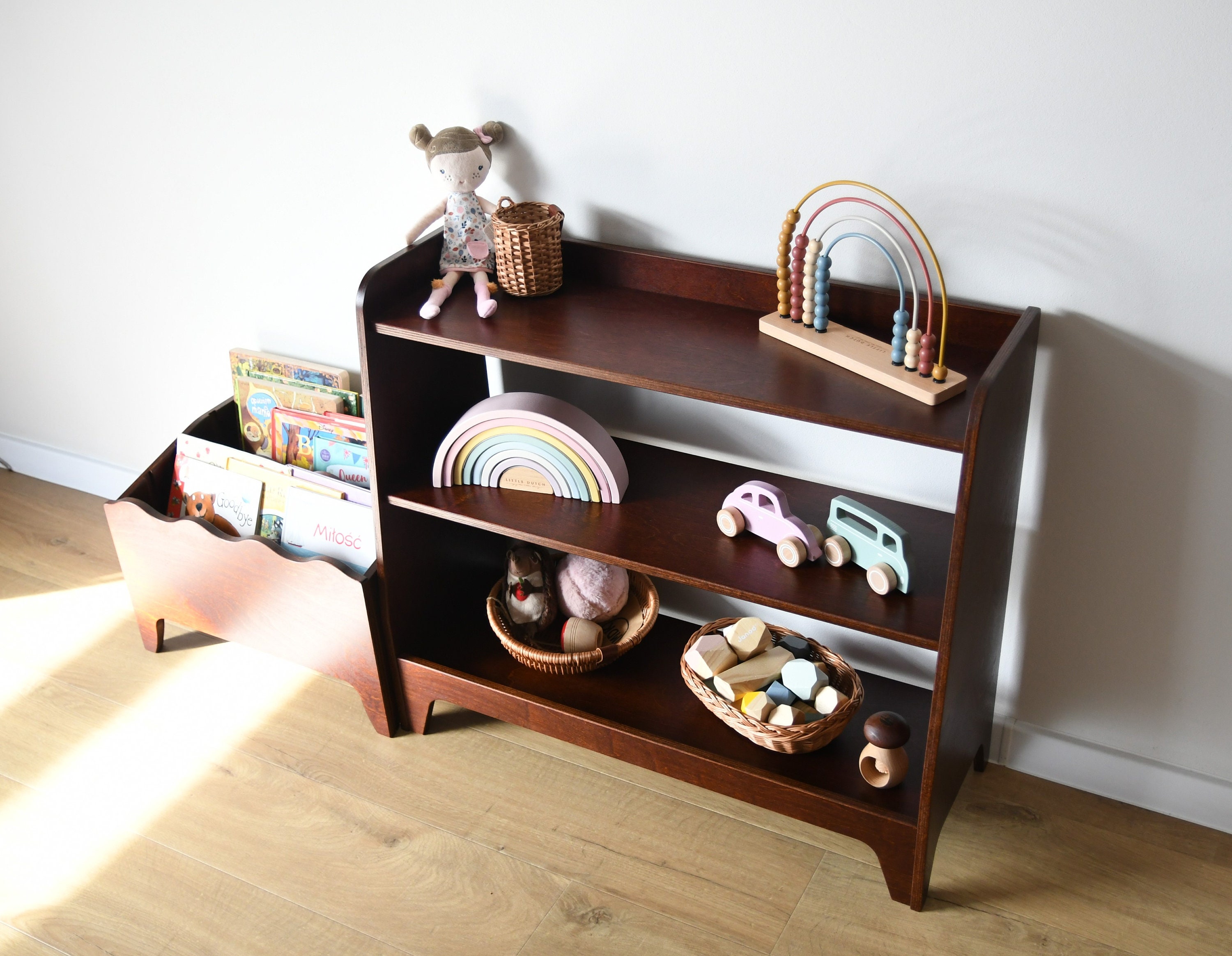 A Montessori Toddler Toy Shelf, Kids Display Shelf, Toys Storage