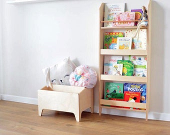 Librería Infantil para Niños con 3 Estanterías y 6 Bolsas Estantería  Estándar Infantil H151cm KMB30-WN SoBuy ES