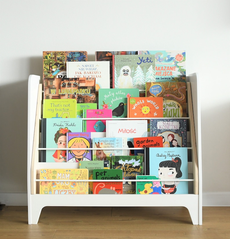 Montessori Bookcase Plywood Bookshelf With Back Storage Etsy