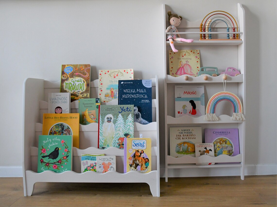 Montessori bookcase bookshelf for kids wall shallow self Etsy