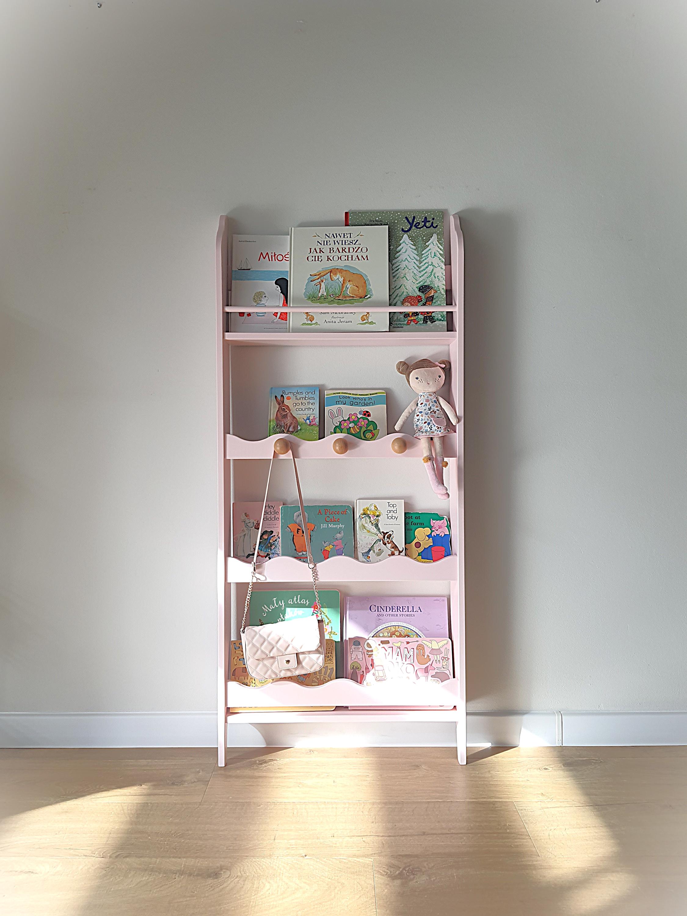 A Wall Mounted Pink Montessori Bookcase for Nursery - Etsy