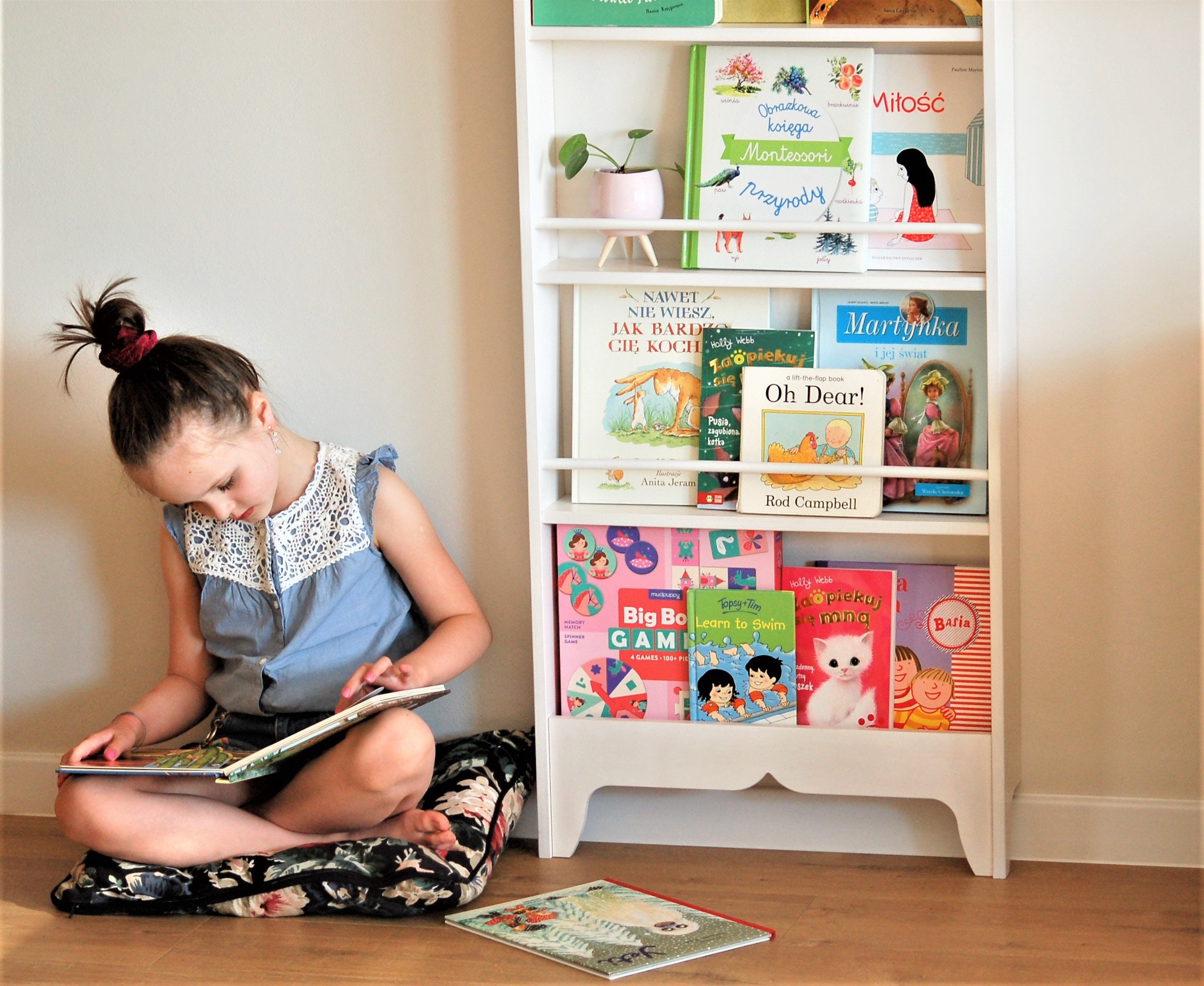 Bibliothèque Montessori avec siège, bibliothèque pour enfants de