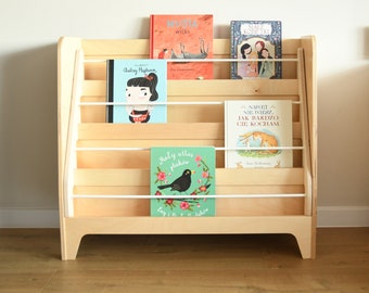 Bibliothèque Enfant Montessori En Bois Naturel - 7 Niveaux Inclinés - Dimensions 45 Cm - Cosyland