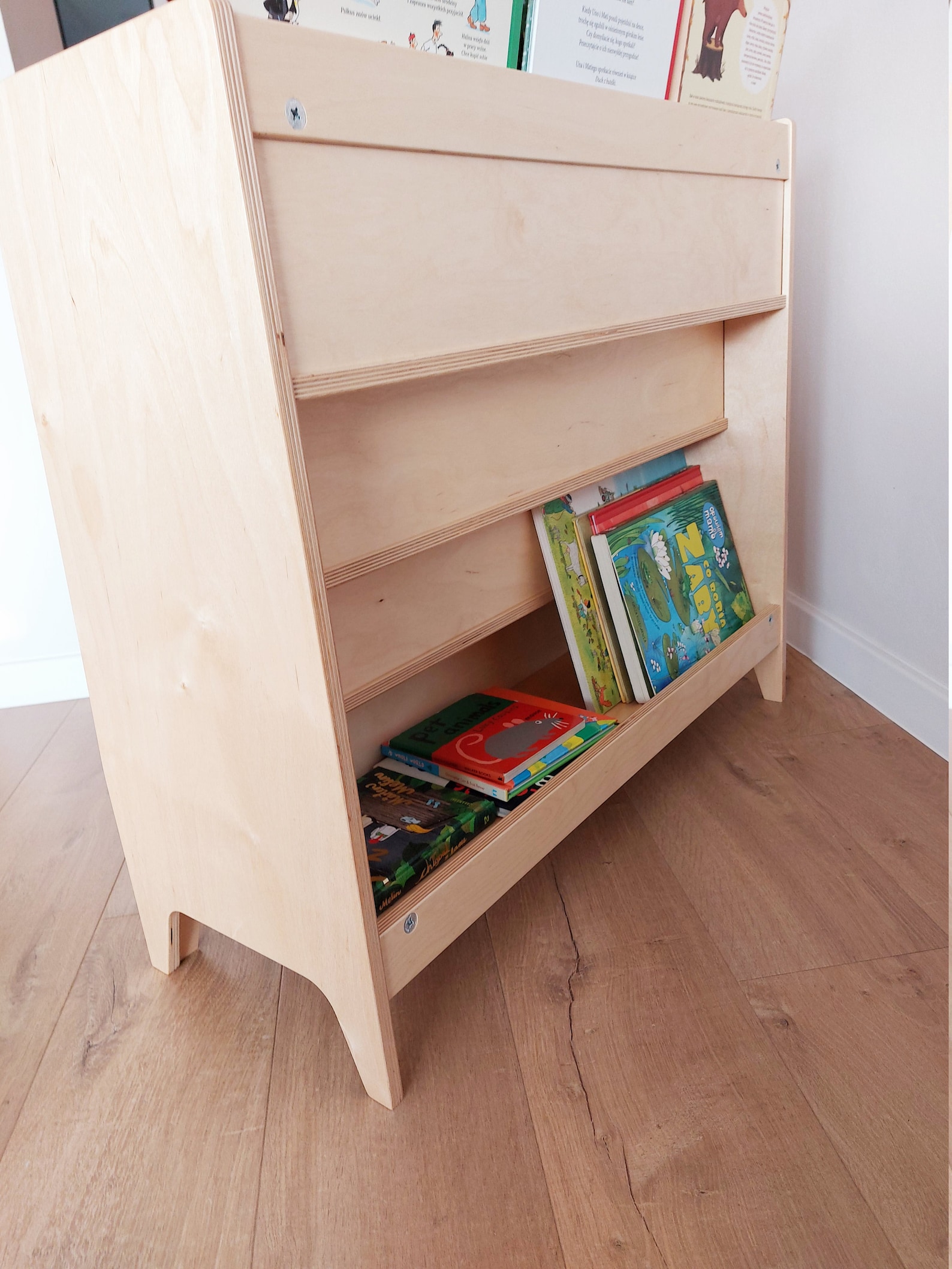 Montessori Bookcase Wooden Bookshelf With Back Storage Etsy
