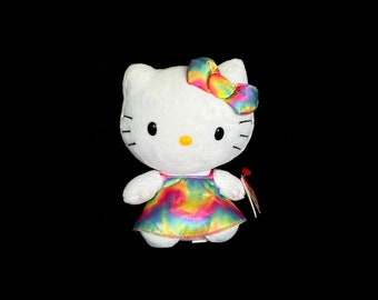 TY "Hello Kitty" in Rainbow Tie Dye Dress // Beanie Baby