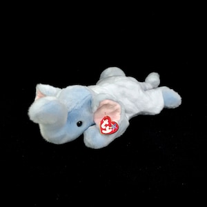 Vintage TY &quot;Peanut&quot; the Light Blue Elephant (1999) Beanie Buddy