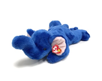 TY Beanie Buddy PEANUT the Elephant Royal Blue version