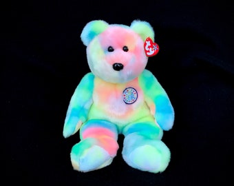 Vintage TY "B.B. Bear" the Birthday Bear (2000) Beanie Buddy