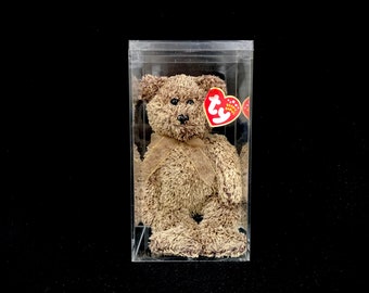 Clear Beanie Babie Baby Stuffed Toy Acrylic Storage Display Container Heart Tag 