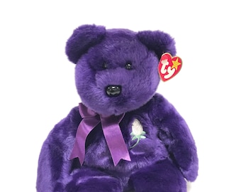 Ty Beanie Baby princess the Dark Purple Princess Diana Bear 8.5 Ty Beanie Baby princess the Dark Purple Princess Diana Bear 8.5
