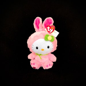 TY "Hello Kitty" the Fuzzy Pink Bunny // Beanie Baby (8.5 inches)