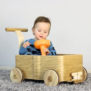 Kids toy box Toddler Walker Wagon. Personalized toy box. Kids storage box. Montessori furniture