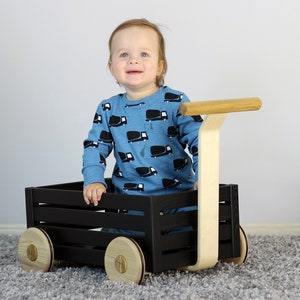 Wooden toy box Personalized toddler walker wagon.