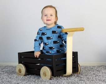 Wooden toy box Personalized toddler walker wagon.