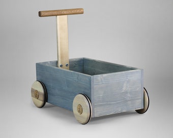 Personalized toy box Toddler Walker Wagon. Toddler push toy.