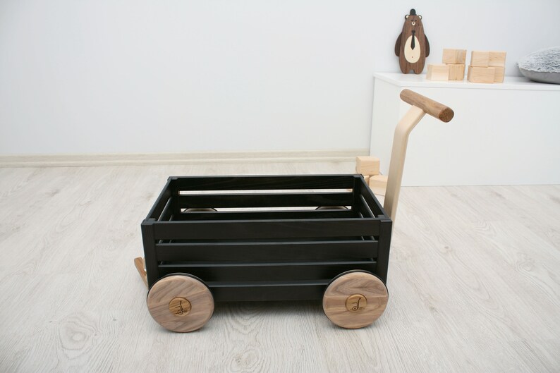 Toddler Walker & Wagon Wooden Toy Box Etsy