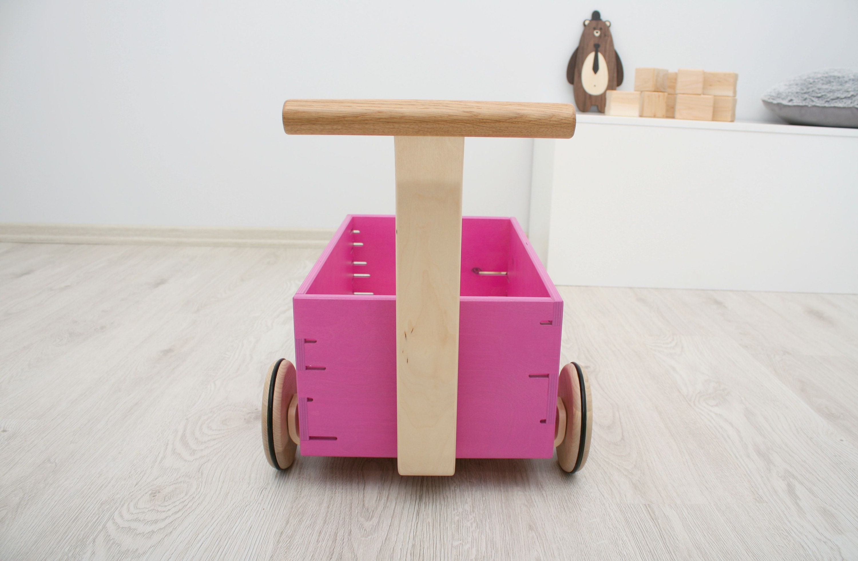 Toddler Walker & Wagon Wooden Toy Box Etsy