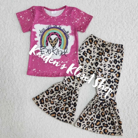 Girls Be kind 2 piece set Rainbow Leopard rustic vintage | Etsy