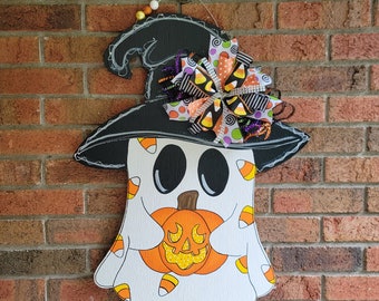 Ghost Door Hanger, Halloween Door Hanger, Fall Door Wreath, Pumpkin Door Hanger, Halloween Porch Sign, Halloween Lover Gift, Spooky Season