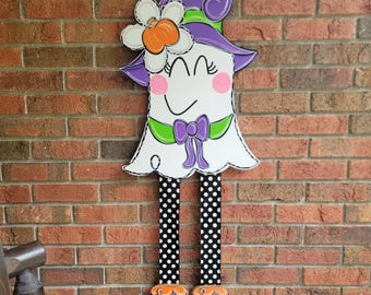 Ghost Door Hanger, Halloween Door Hanger, Fall Door Wreath, Halloween Lover Gift, Spooky Season Decor, Halloween Porch Sign, Ghost Door Sign