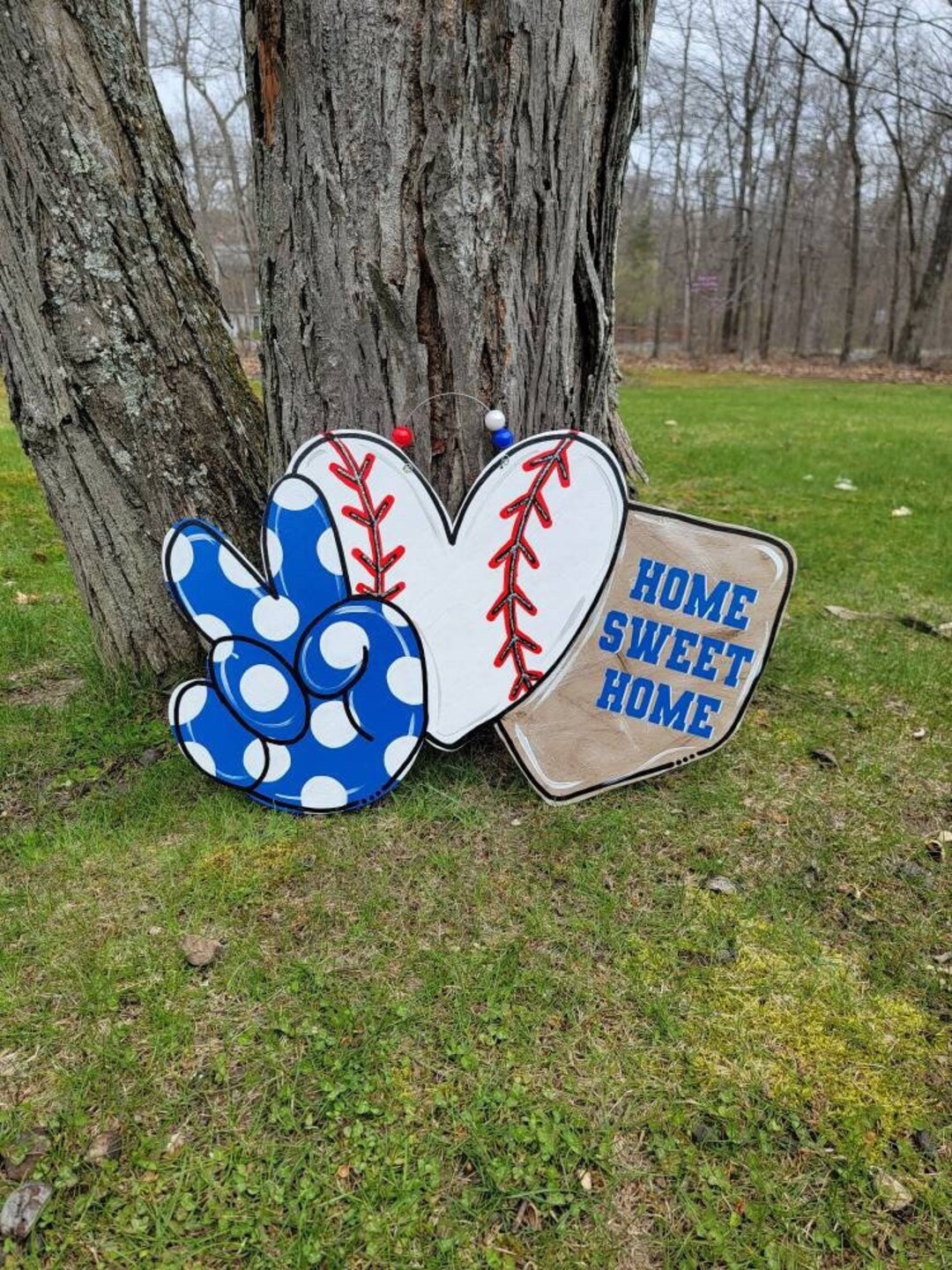 Baseball Door Hanger, Sports Door Sign, Peace Love Baseball Sign