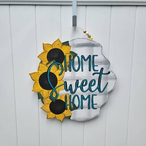 Home Sweet Home Door Hanger, Sunflower Door Hanger, Fall Front Door Decor, Sunflower Lover Gift, Autumn Door Sign, Fall Door Hanger