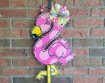 Flamingo Door Hanger, Summer Door Hanger, Flamingo Decor, Summer Door Sign, Beach House Decor, Summer Door Wreath, Front Door Decor