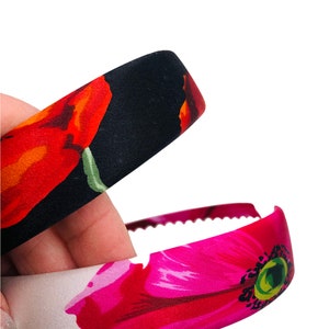 Karin&#39;s Garden 1&quot; Poppies Silk Headband.  Handmade in the USA