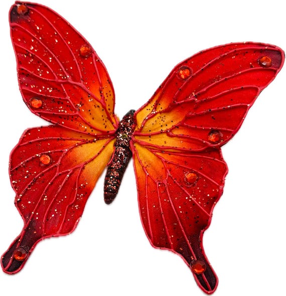 Vanessa Red Butterfly Hair Clip: Karin's Garden Bendable Wing