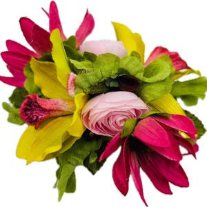Summer Sorbet Floral Hair Barrette: Handmade Metal Clip