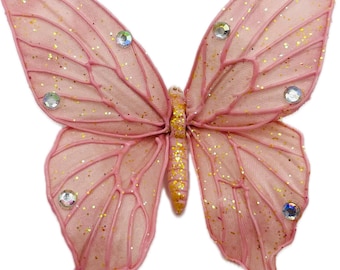 Vanessa Pink Butterfly Hair Clip: Bendable Wings, Sparkle Accessory