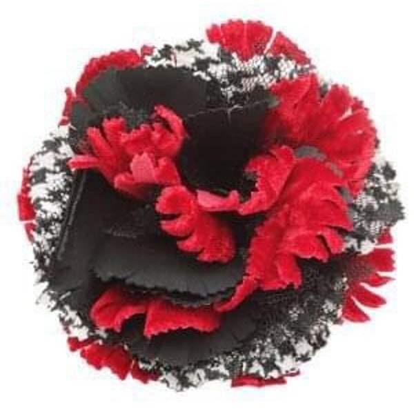 Karin's Garden  3"Multi Fabrication mix Flower Pin or Clip into Hair or Lapel.  Made of Velvet, Wool, Lace & Rubber