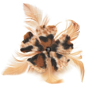 Karin&#39;s Garden Leopard Print & Brown Feathers Pinch Clip. Approx 2.25&quot;