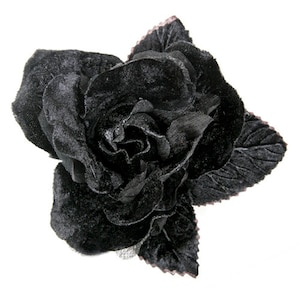 Karin&#39;s Garden 4&quot; Velvet Silk Rose Pin Brooch, Black