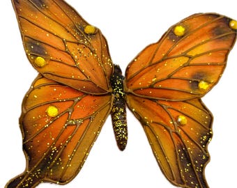 Pinza para el cabello de mariposa Vanessa Orange Sparkle: Alas flexibles, Karin's Garden