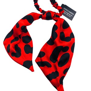 Karin&#39;s Garden Red Leopard Silk Elastic.  Handmade in the USA.