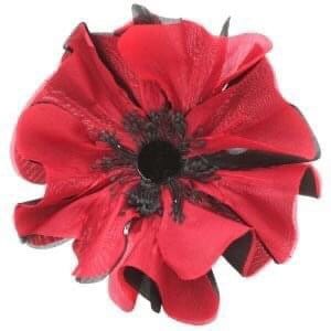 Karin's Garden Dani 4,5" zijden klaproosspeld of haarspeld. Bloemspeld. Broche. Haaraccessoire. Moulin Rouge. Derby