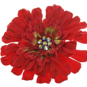 Karin&#39;s Garden 4&quot; Zinnia Flower Pin Brooch Clip with Swarovski Crystals
