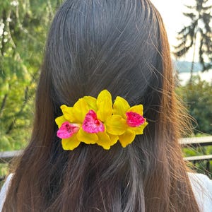Orchid Hair Barrette: Karin&#39;s Garden Mini Vanda, Cotton Blend Petals
