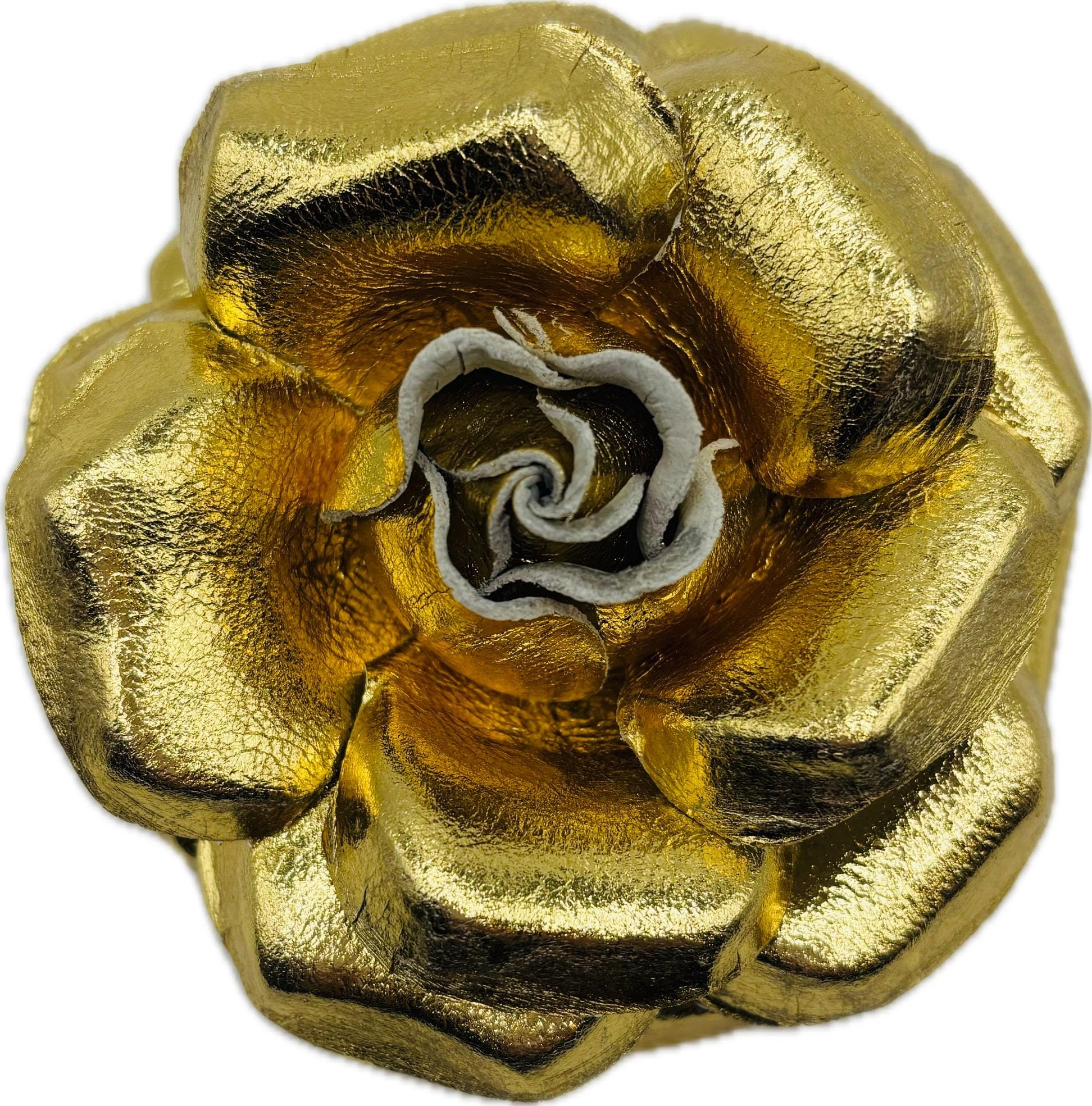 Collette Pin Gold Leather Rose Pin Clip - Karin's Garden Collette - USA Made - Etsy