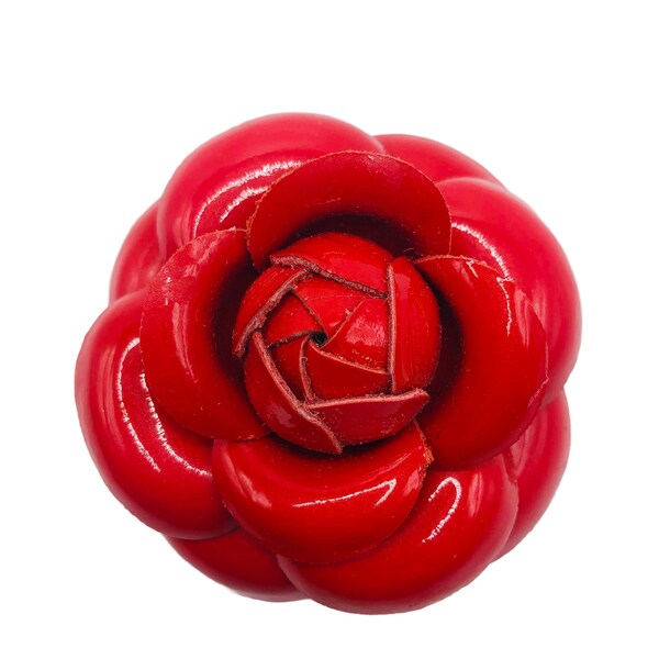 Karin’s Garden 3" Red Patent Leather Camellia Pin Clip