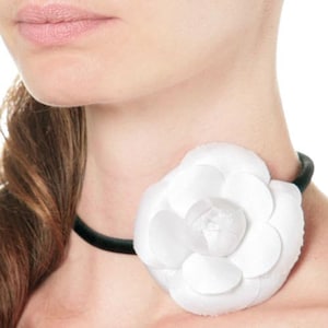 Karin&#39;s Garden 3&quot; Classic Silk Camellia Choker Hand tie in the back Handmade in the USA