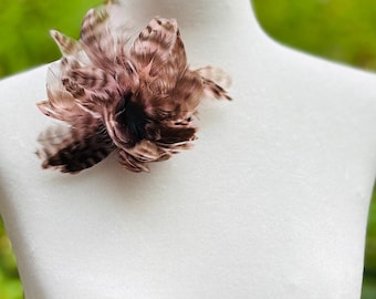 Handmade Pink Feather Brooch Clip, 4-Inch Lapel Pin Clip, USA Made