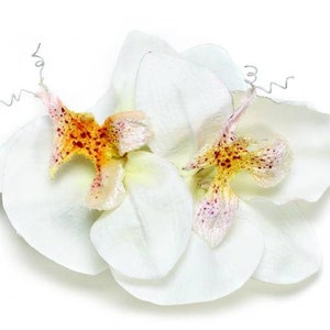 Karin&#39;s Garden Stella Phalaenopsis Orchid French Auto Barrette Clip.  Made in the USA - Life like Orchids.  In Pink, White or Lime